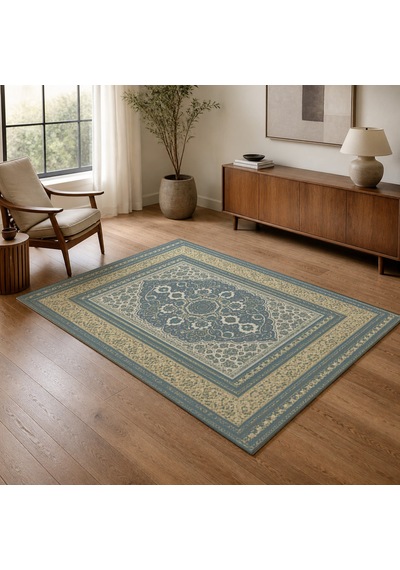Kartela Halı Vina Halı Jüt Taban Dokuma Halı Mavi - 60 X 90 Cm