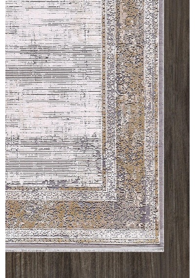 Artemis Halı Couture 00868a Gri Gold Çerçeveli Eskitme İpek Halı