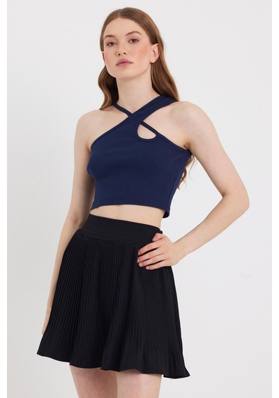 Quhox Kadın Askılı Crop Kaşkorse Lacivert