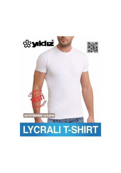 Yıldız Erkek Sıfır Yaka Lycralı T-shirt Fanila 1 Adet -90