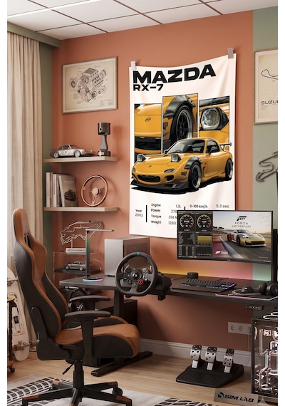 Mazda Rx-7 Dekoratif Duvar Örtüsü Duvar Halısı Reaste