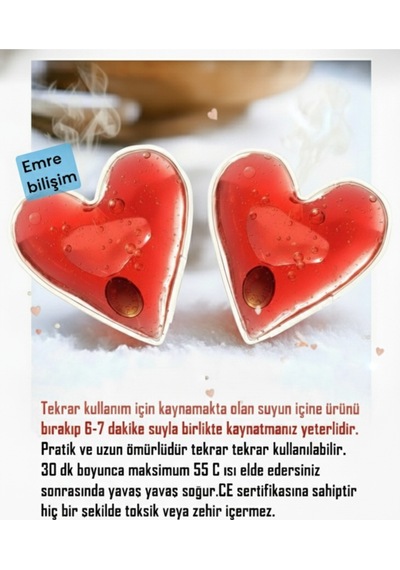 Isıtıcı Jel Cep Sobası Boy 9cm En 8cm Kalp Şekilli El Cep Isıtma Pratik Soğuk Kış Günlerinde 3 Adet