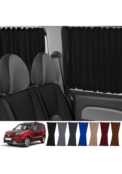 Pandami Fiat Doblo Iı Kısa Şase 2010-2023 Uyumlu Siyah Raylı Oto Perde Takımı