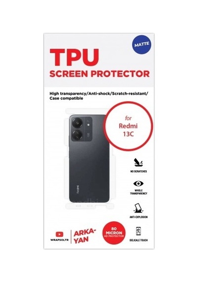 Xiaomi Redmi 13c Mat Arka Ve Yan Koruyucu Tpu Film