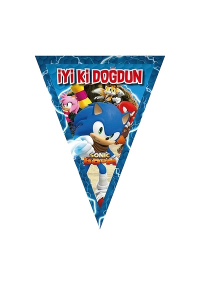 Yogiparti Sonic Boom İyiki Doğdun Baskılı Yazılı Flama Diğer