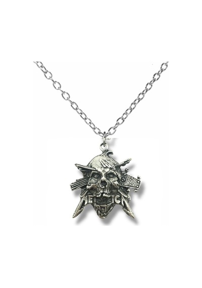 Metallica Guitarhead Kuru Kafa Figürlü Gümüş Renk Unisex Kolye Rock Ve Metal Tarzı Takı Çok renkli
