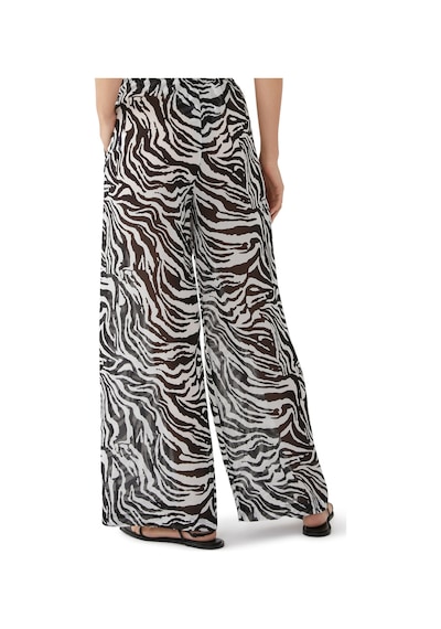 Rotate Zebra Desenli Düz Kesim Plaj Pantolonu Siyah