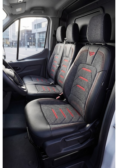 Füme - Kırmızı Panda Bodrum Serisi Ford Transit 2014+ Araca Özel Keten Ticari Oto Koltuk Kılıfı