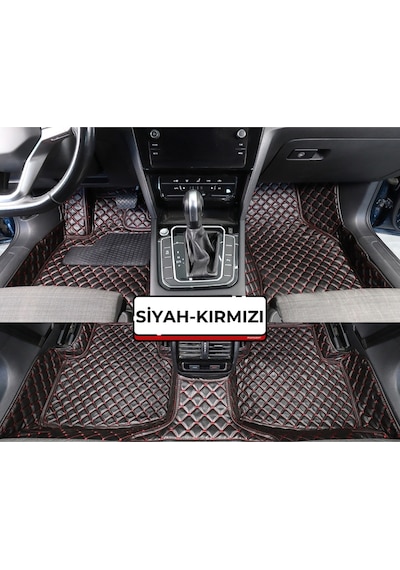 Renault Reno Broadway Siyah Üzeri Kırmızı Dikiş 8d Diamond Kaymaz Deri Oto Paspas