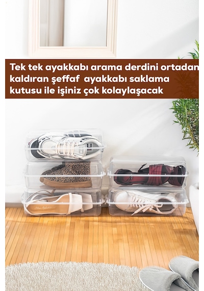 Porsima 20 Adet Erkek Kadın Ve Çocuk Ayakkabı Saklama Kutusu - Şeffaf Pratik Ayakkabı Kabı Düzenleyici Saklama Seti