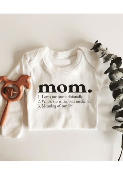 İmaj Tuğbababy Mom Mean Uzun Kol Çıtçıtlı Organik Bebek Body Beyaz
