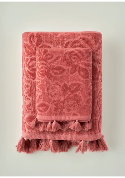 Bella Maison %100 Pamuk Rose Jakarlı El Havlusu Mürdüm 30x50 Cm Mürdüm