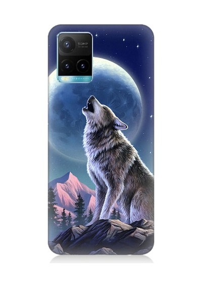 Vivo Y53s Uyumlu Kurt Ve Ay Desenli Silikon Kılıf