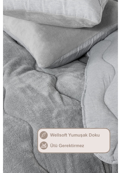 Elart Victor Comfort Uyku Seti Tek Kişilik Wellsoft 2 Parça 155x215 Cm Gri Gri