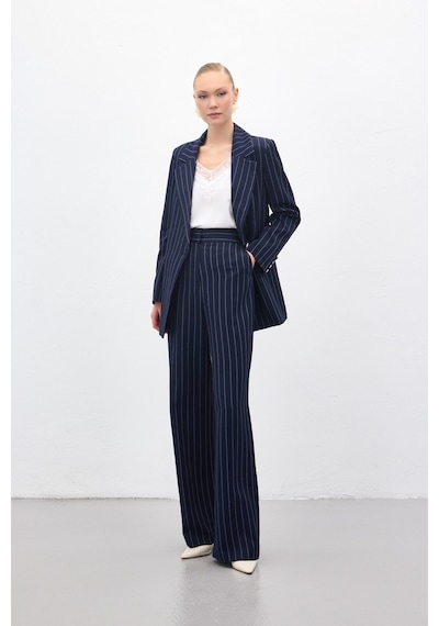 Sateen Rina Çizgili Pantolon - Lacivert-136971 Lacivert