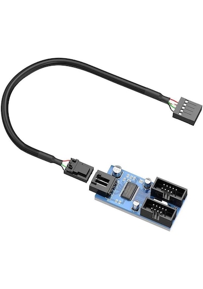 6090 Anakart İç Usb Hub 9 Pin Header 1x2 Çoğaltıcı Port Genişletici Panel Rgb Dişi