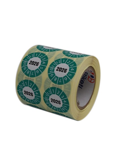 Vellum Tarih Seçme Etiketi 30mm X 30mm Ruloda 1000 Adet Yeşil, 2026 Çok Renkli
