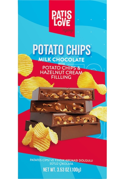 Patates Cipsi Ve Fındık Kreması Dolgulu Sütlü Çikolata, 100g