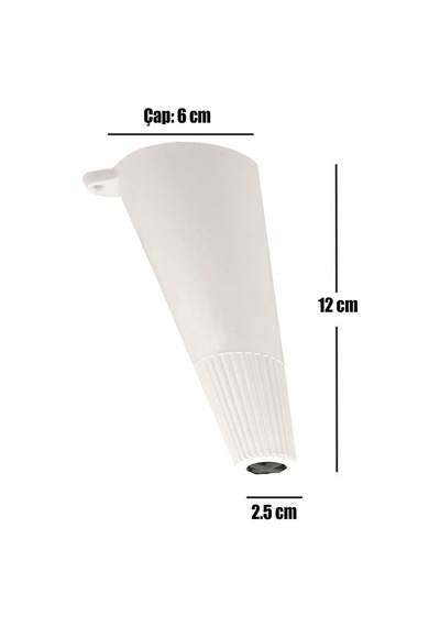 Badem10 Açılı Konik Ayak Mobilya Baza Koltuk Puf Ayağı Beyaz 12 Cm 4 Adet 6395751