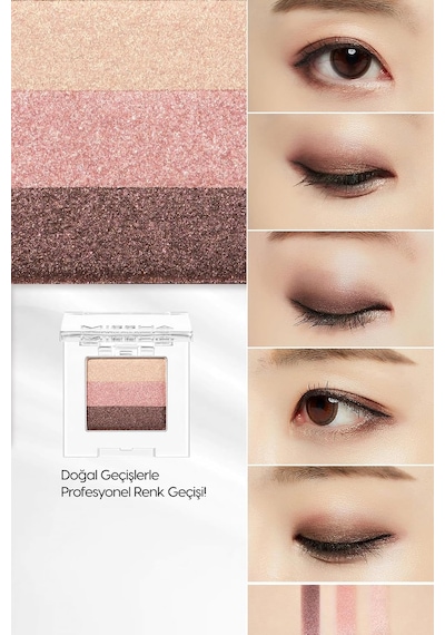 Yumuşak Dokulu, Dökülme Yapmayan 3 Renkli Göz Farı Triple Shadow No.1 Brownie Pink Diğer
