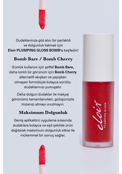 Lip Plumping Gloss Cherry Bare Dudak Parlatıcısı Nemlendirici Dolgunlaştırıcı Cherry Bare