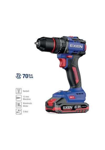 Exen EN 272 DS 21V 2AH 70 NM  Kömürsüz Darbeli Şarjlı Matkap