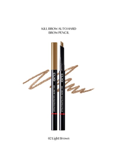 İnce Altıgen Uçlu Kaş Kalemi Clio Kill Brow Auto Hard Brow Pencil 02 Light Brown
