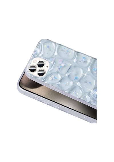 Zore Apple Uyumlu iPhone 15 Pro Max Kılıf Simli 3d Desenli Hacar Kapak - Beyaz Beyaz
