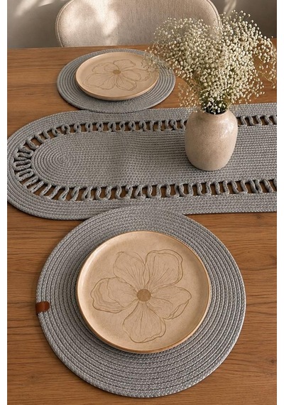 Bahar Lüks Oval 7 Parça Yemek Takımı Gri