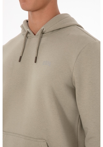 U.S. Polo Assn. Erkek Regular Fit Kapüşonlu Şardonlu Açık Haki Basic Sweatshirt 50315582-VR183
