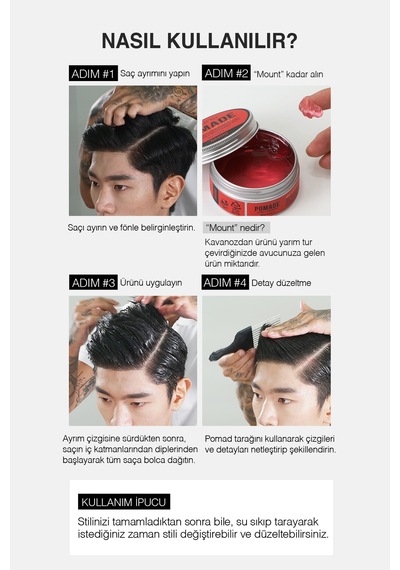 Doğal & Yumuşak Bitişli Güçlü Tutuşa Sahip Saç Sabitleyici Jel Dashu Classic Extreme Red Pomade 100g