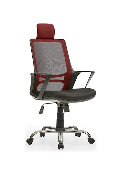 Arya2 Bilgisayar Koltuğu - Ofis - Müdür - Büro - Çalışma Sandalyesi Bordo Siyah Renk Krom Ayaklı Bordo