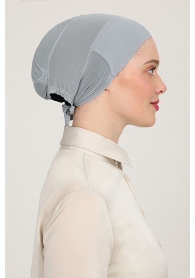 Melodi Scarf Kadın Tesettür Parisien Tüllü Climafit Likralı Nefes Alan Parizyen Dikişsiz Bone Gri Gri