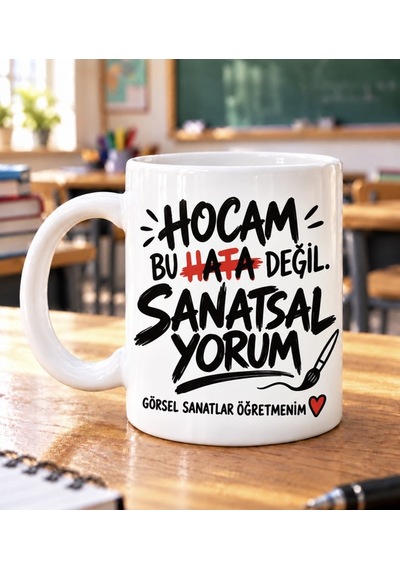 Görsel Sanatlar Öğretmeni Hediye Kupa- Öğretmenler Günü Özel Tasarım Beyaz