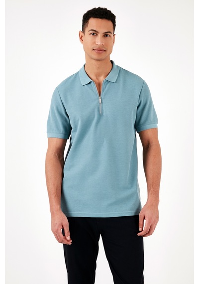 Buratti Pamuklu Regular Fit Yarım Fermuarlı 3'Lü Paket Erkek Polo Yaka T Shirt 5902434S3 Ekru-Vizon-Mavi
