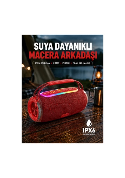 20w Kablosuz Bluetooth Hoparlör Rgb Işık Efektli Usb/sd/aux Destekli Standart