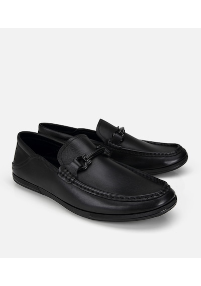 Hotiç Erkek Deri Siyah Yumuşak Dokulu Tokalı Günlük Loafer