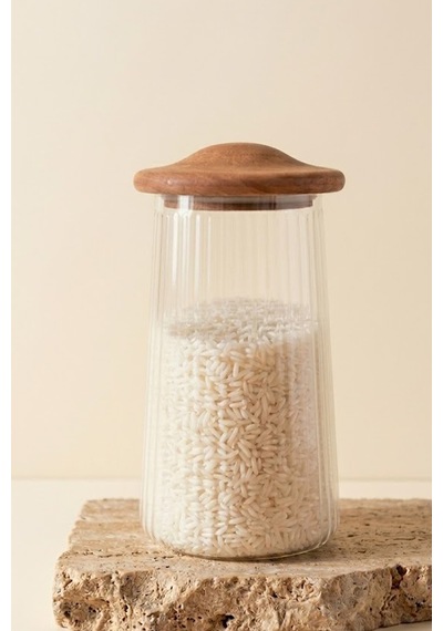 Akasya Mushroom Vakumlu Cam Kavanoz Baharatlık 1300 Ml Şeffaf