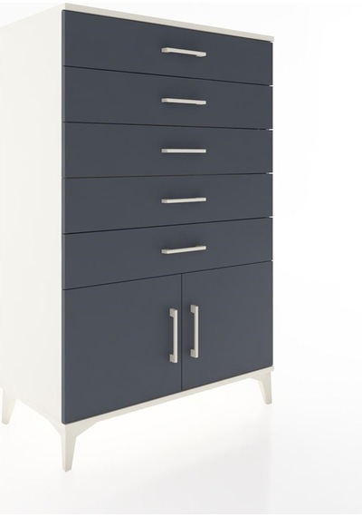 Hyperion Dolap 5 Çekmeceli 2 Kapaklı 88x44x134 Aytaşı-antrasit Aytaşı