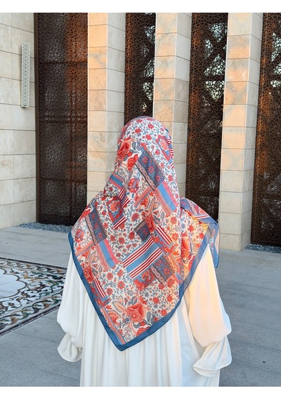 Qalortex Scarf Pamuklu Piraye Desen Eşarp - Turkuaz
