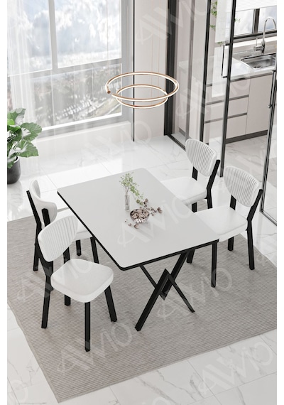 Avvio Carla Elma Sandalye 80x120 Yemek Masası Mutfak Masası 4 Kişilik Masa Sandalye Takım Düz Beyaz Avvio Carla Elma Sandalye 80x120 Yemek Masası Mutfak Masası 4 Kişilik Masa Sandalye Takım Düz Beyaz