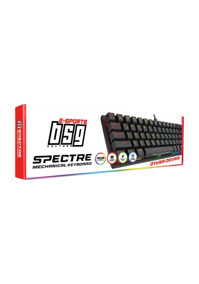 BSG Culture E-Sports Spectre Mekanik Oyuncu Klavyesi - 68 Tuşlu Red Switch RGB Hotswap Türkçe Q TKL