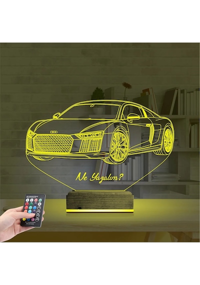 Luvivia Spor Araba Audi Kişiye Özel 3d Lamba - Masa Gece Lambası V1 Şeffaf