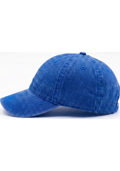 Mollycrush Premium Mavi Eskitme Kanvas Beyzbol Şapkası Unisex Siperlikli Vintage Spor Kep Mavi