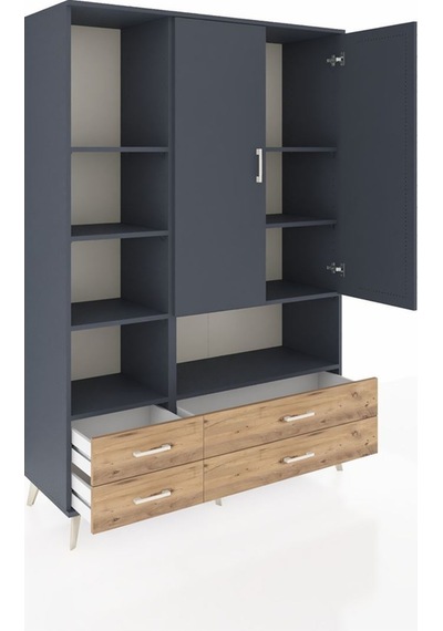 Hyperion Dolap 8 Raflı 4 Çekmeceli 2 Kapaklı 132x44x195 Antrasit-antrasit/çam Antrasıt/atlas Çam - Antrasıt Hyperion Dolap 8 Raflı 4 Çekmeceli 2 Kapaklı 132x44x195 Antrasit-antrasit/çam Antrasıt/atlas Çam - Antrasıt