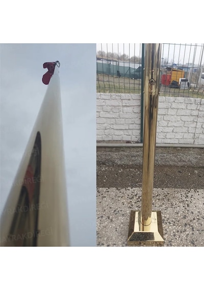 6 Metre İnox 304 Kalite Paslanmaz Krom Çelik Titanyum Gold Bayrak Direği Standart