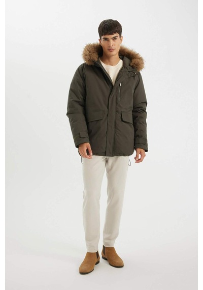 Defacto Regular Fit Kapüşonlu Fermuarlı Parka D1275ax24wnkh428 Haki