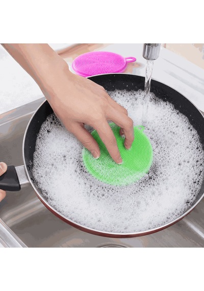 Bakgelal Silikon Bulaşık Temizleme Pedi 2'li Set Çizmez, Hijyenik, Çok Amaçlı Mutfak Fırçası