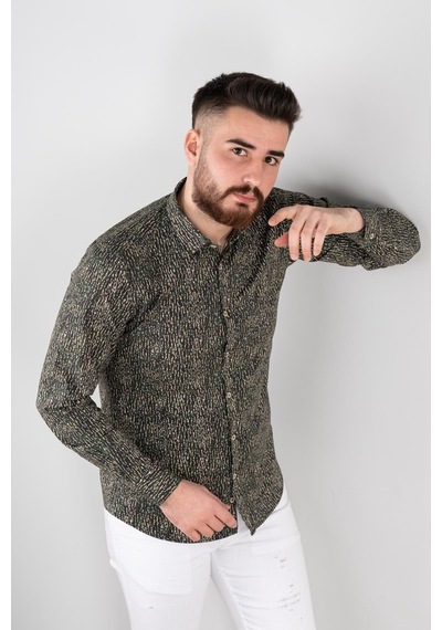 Slimfit Desenli Erkek Gömlek