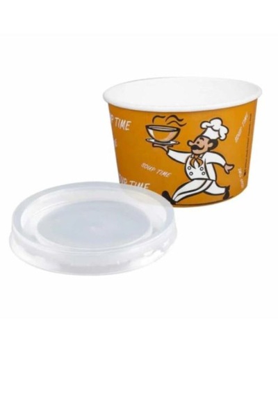 Kağıt Çorba Kasesi Kapaklı 16 Oz 500'lü Karton Çorba Kasesi